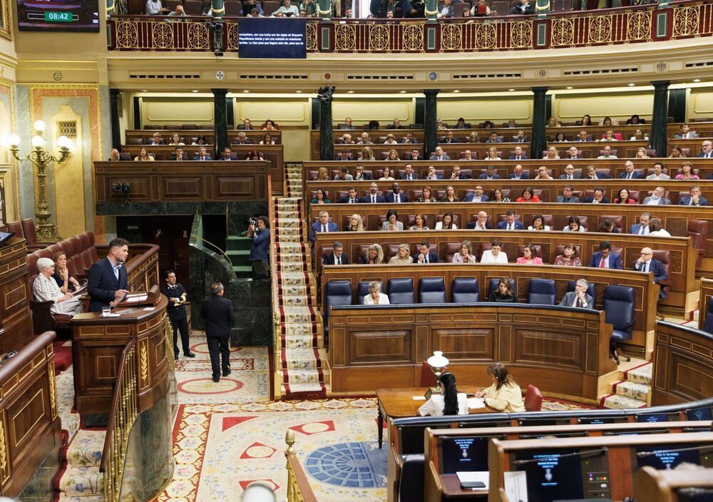 El portavoz de ERC en el Congreso, Gabriel Rufián, durante la sesión plenaria