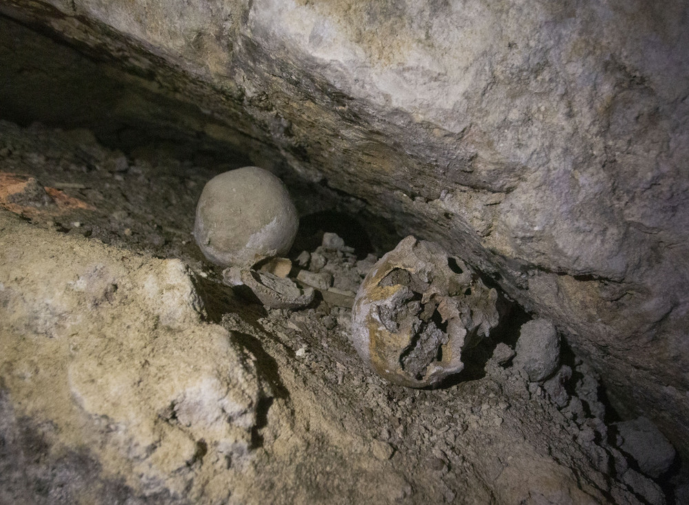 Lápidas y restos óseos hallados en la cripta prerrománica de la catedral de Palencia