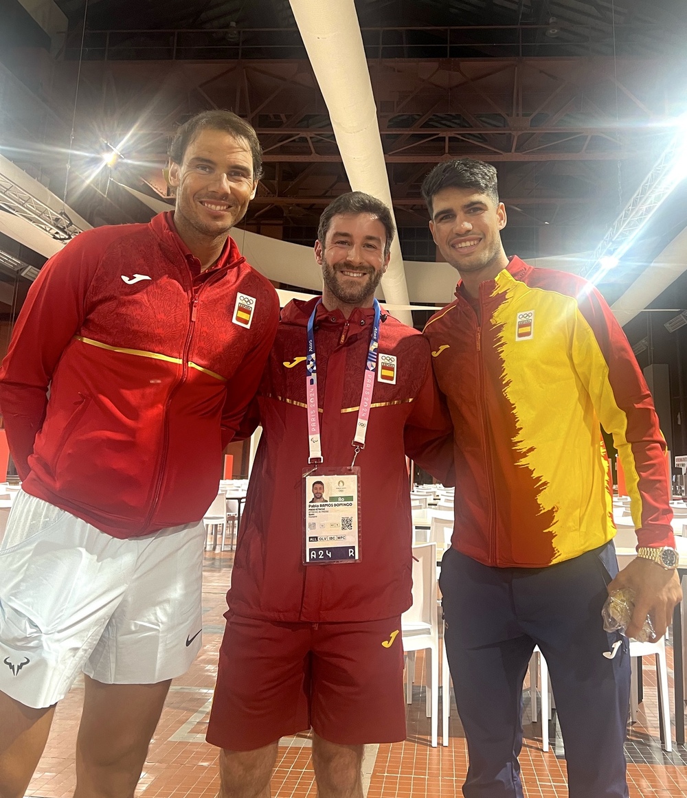 Pablo Ramos, junto a Carlos Alcaraz y Rafael Nadal